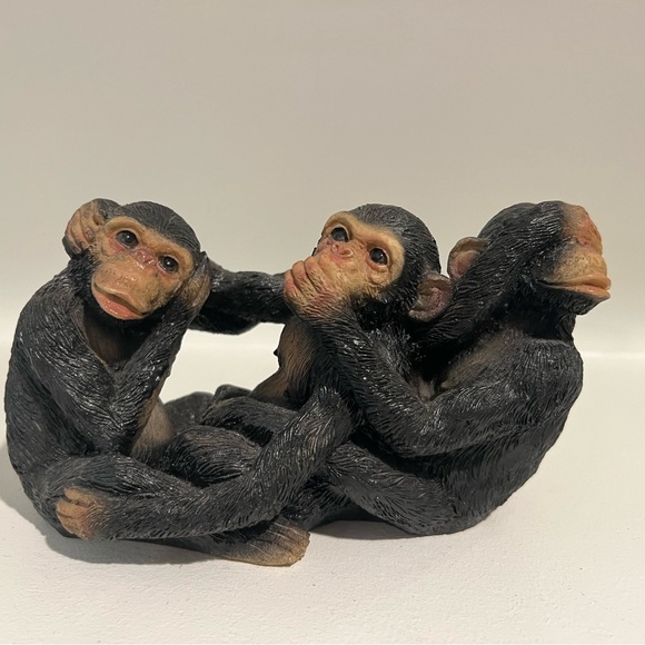 3 Wise Monkeys Statue See No Evil Hear No Evil Speak No Evil Resin Monkey Figuri - Picture 1 of 6